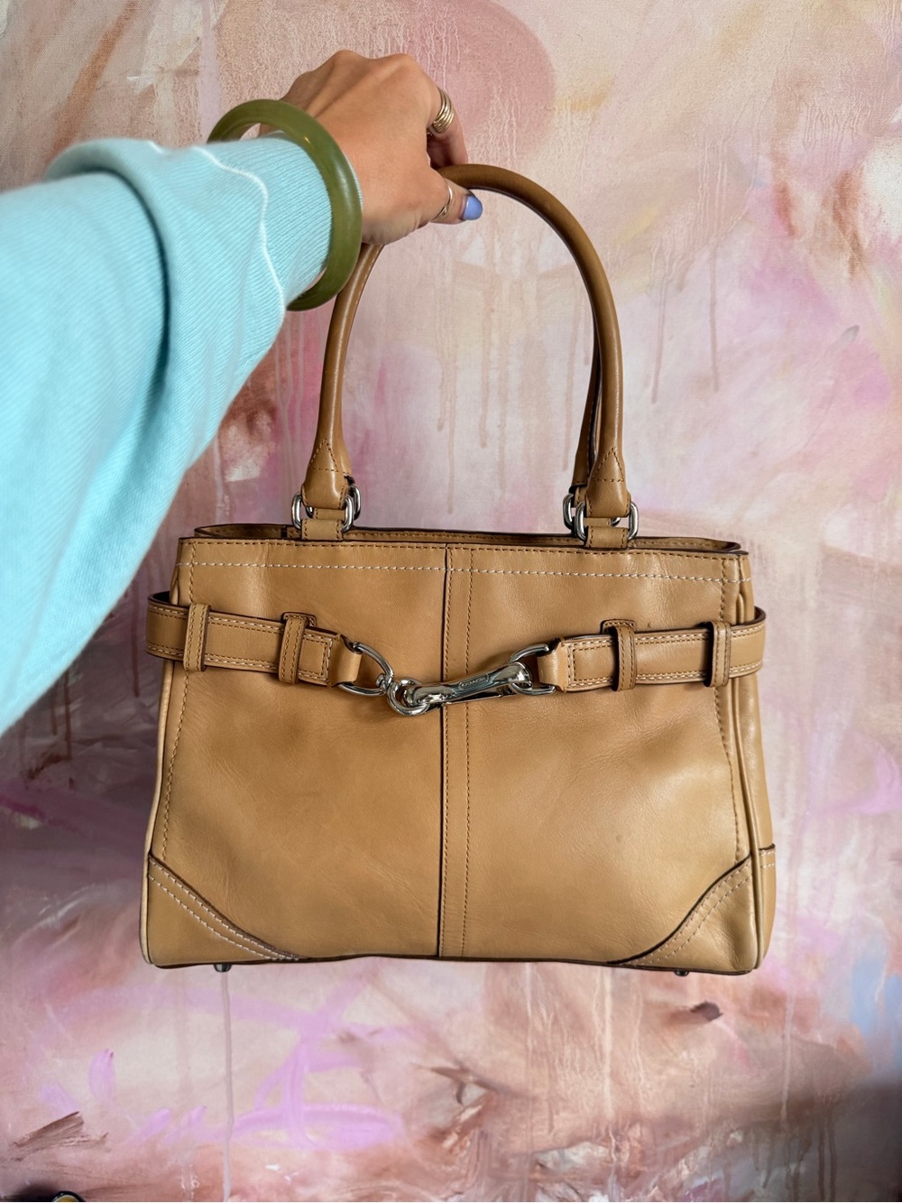 Coach Leather Top-Handle Satchel Handbag